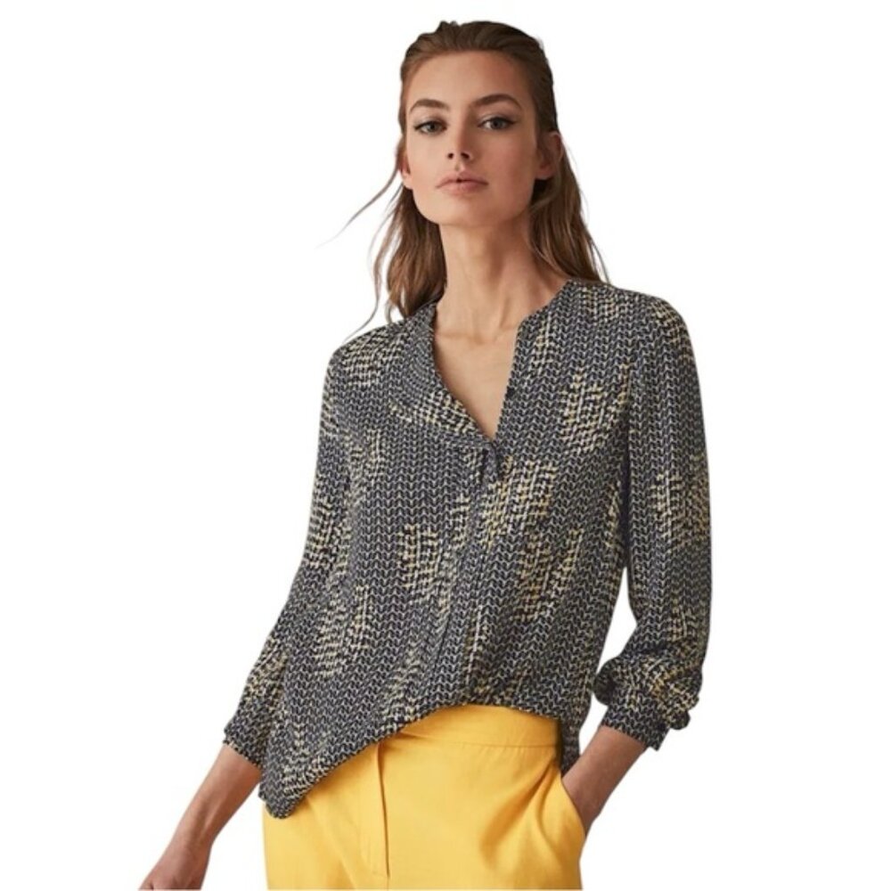 Reiss Women’s Celeste Printed Long Sleeve Blouse Size 0